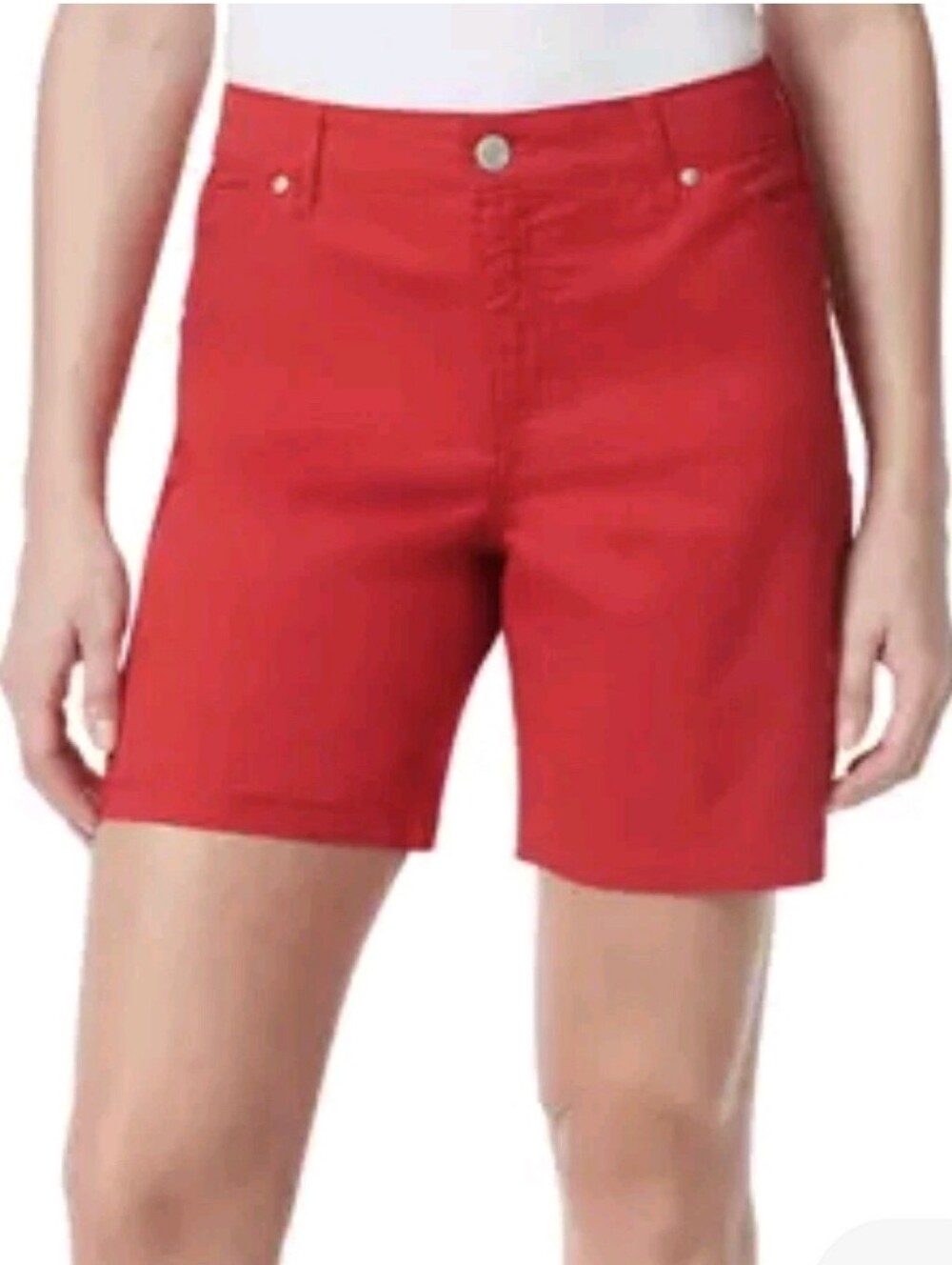 Gloria Vanderbilt Red Amanda Shorts Size 14 Slimming Stretchy 7" Inseam Uncuffed